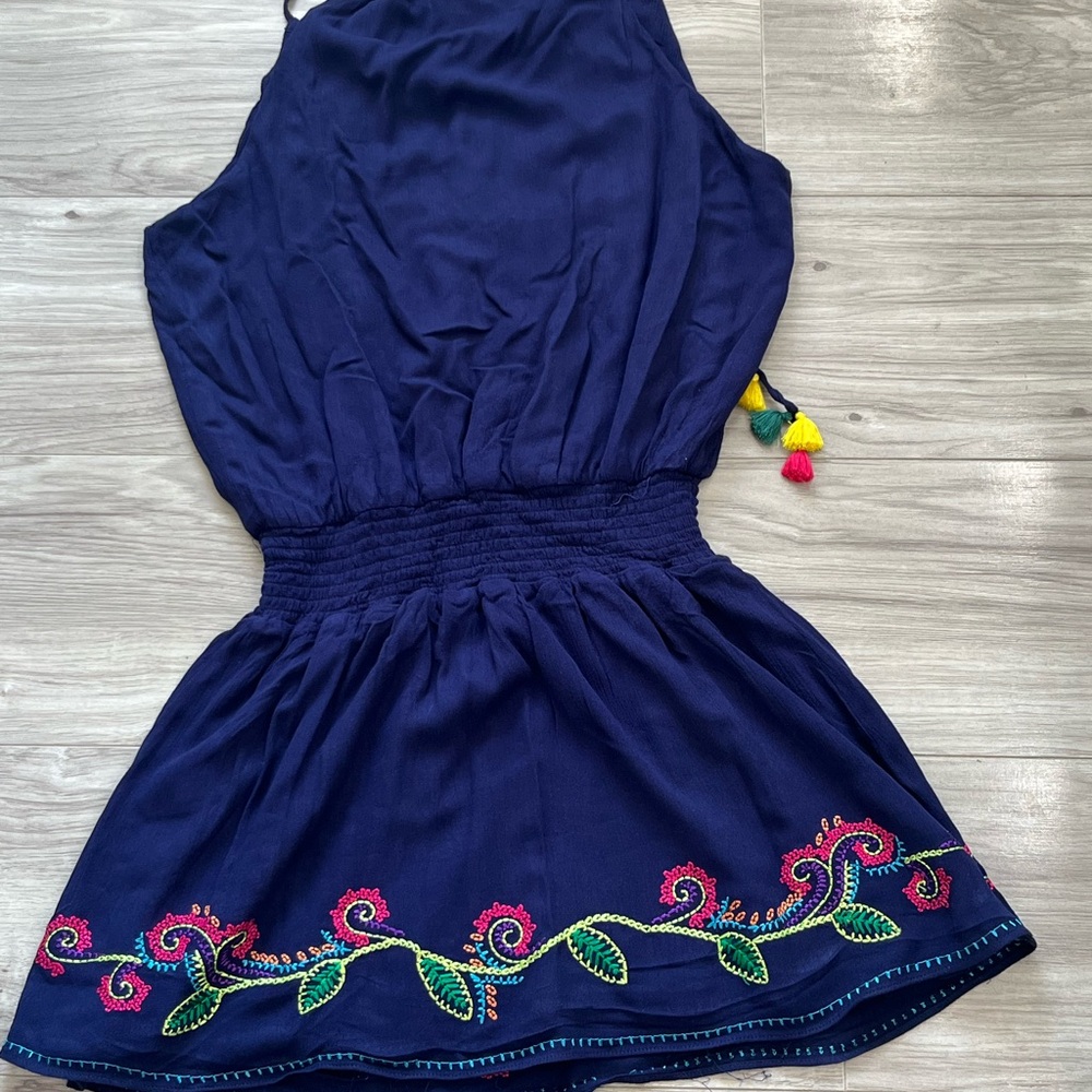 Parker Blue and Pink Embellished Tie Front Sundress - Picture 5 of 5